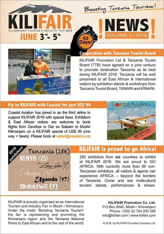Progress report on the KILIFAIR 2016 – 63 days to go…